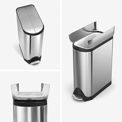 Innovaze 12.9 Gal./ 45 Liter Slim Stainless Steel Step-On Kitchen Trash Can - Silver