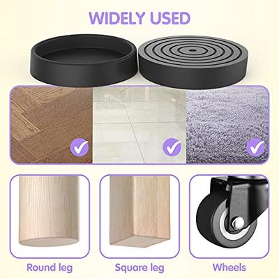 Non Slip Furniture Pads - Round Rubber Anti Skid Caster Cups Leg Coasters - Couch, Chair, Feet, and Bed Stoppers with Anti - Sliding Floor Grip 