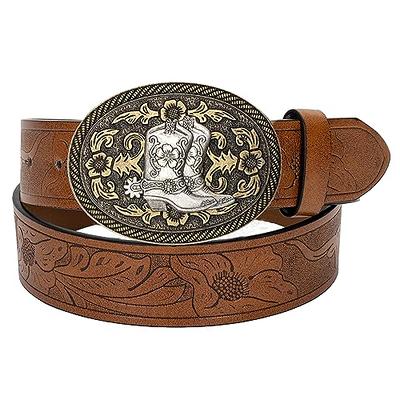 Vintage Floral Tooled Leather Belt With American Eagle Belt 