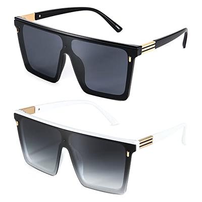 Dollger Square Oversized Sunglasses for Women Men Fashion Flat Top Big  Black Frame Shades