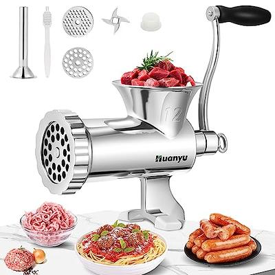 Manual Meat Grinder, Stainless Steel Hand Crank Meat Processor Grinding  Machine Ground Beef Chopper with Sausage Stuffer for Home Kitchen