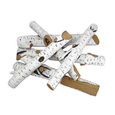 QuliMetal Gas Fireplace Logs Set, Ceramic White Birch Wood Logs