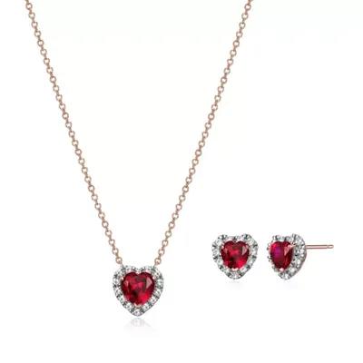 Large Pink Sapphire and Ruby Heart Pendant