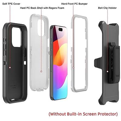 Phone Case for iPhone 15 Pro Case,Heavy Duty Hard Shockproof Armor  Protector Case Cover with Belt Clip Holster for Apple iPhone 15 Pro 6.1 5G  2023
