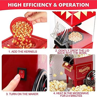 Hot Air Popcorn Machine, 1200W Electric Popcorn Maker,3 Minutes Fast Popcorn  Popper with Measuring Cup and Top Lid for Home, Family, Party 