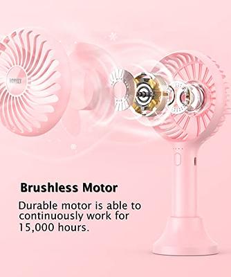 Handheld Portable Fan Max 20Hrs, 4 Speeds Strong Wind USB Rechargeable  Personal Mini Fan Desk Fan for Girls Women Kids Traveling Outdoor  Office-Pink