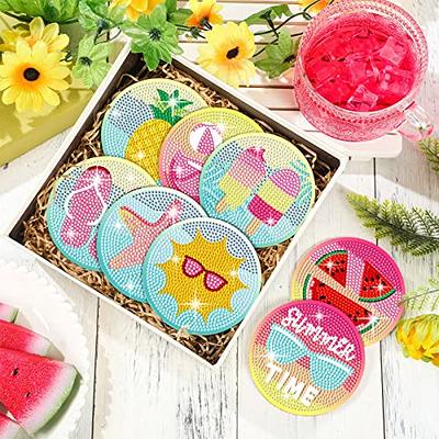 Finphoon Diamond Painting Coasters Kit with Holder 8 Pcs DIY Diamond Painting Ocean Art Coasters Kit Diamond Painting Art Kits for Adults Kids Blue