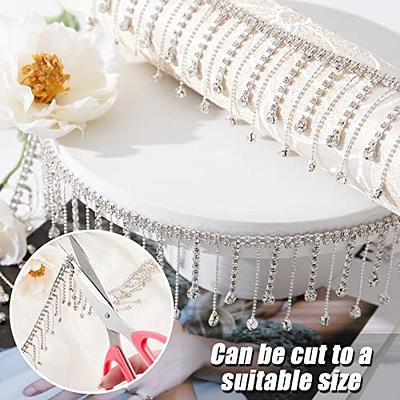 Silver Rhinestone Trim Fringe, High Quality Rhinestone Tassel, Rhinestone  Chain, Crystal Fringe Trimming Uneven Sew on Trim for Dresses 