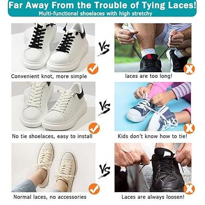 VEILLEONG 2 Pair Elastic No Tie Shoe Laces Tieless Shoelaces for Sneakers  Shoes, One Size Fits All for Kids and Adults