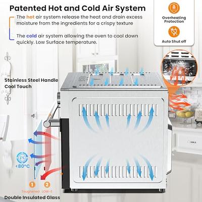 VAL CUCINA Retro Style Infrared Heating Air Fryer Toaster Oven, Extra Large  Countertop Convection Oven 10-in-1 Combo, 6-Slice Toast, Enamel Baking Pan