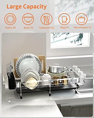 Kitsure Dish Drying Rack, Multifunctional Dish Rack, Rustproof Kitchen Dish  Drying Rack with Drainboard, Space-Saving 2-Tier Dish Drying Rack for