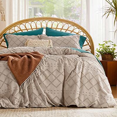 WARMDERN Boho Duvet Cover Set, Tufted Bedding Duvet Covers Soft Washed