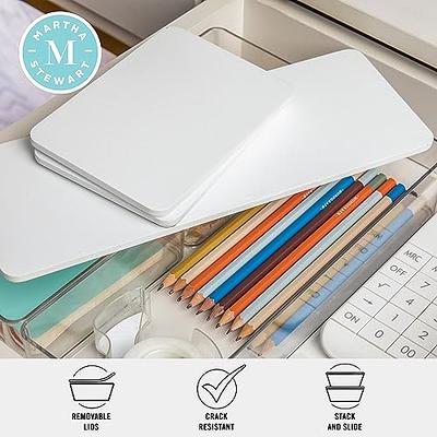 Martha Stewart Brody Clear Plastic Storage Organizer Bins with White  Engineered Wood Lids for Home Office, Kitchen, or Bathroom, 3 Pack  Small/Medium/Large in the Desktop Organizers department at