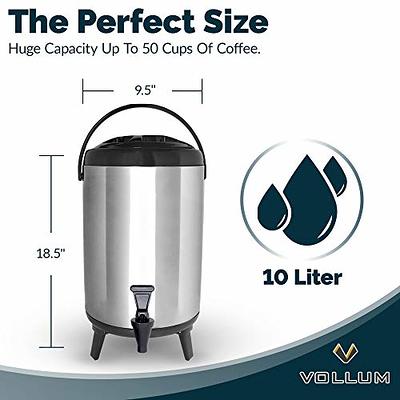 Vollum Stainless Steel Insulated Beverage Dispenser – Insulated Thermal Hot  and Cold Coffee Carafe – 10 Liter Drink