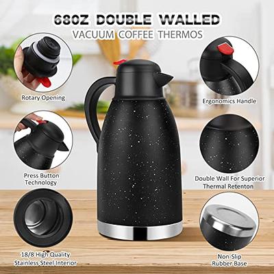 Yummy Sam Thermal Coffee Carafe Stainless Steel 68oz(2 Lifter) Double  Walled Vacuum Coffee Thermos Water Beverage Dispenser 12 Hour Heat  Retention/24 Hour Cold Retention (Bling Black) - Yahoo Shopping