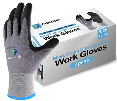 LOCCEF Work Gloves MicroFoam Nitrile Coated-6 Pairs,Seamless Knit Nylon  Gloves,Gray Work gloves