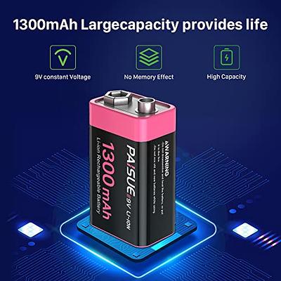 USB Rechargeable Lithium-Ion 9V Battery with Cable