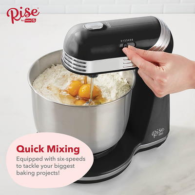 Rise By Dash Compact Hand Mixer Electric for Whipping + Mixing with Cord  Storage, 5 Speed - Black 