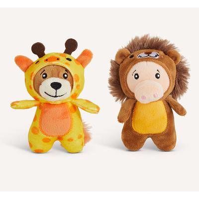 Joyhound Crazy Comfy Plush Giraffe and Lion Dog Toy - 2 Pack