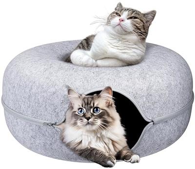 Cat Tunnels Bed, Foldable Pet Tunnel Tube Bed with Holes, DIY Cats Play Mat  Cat Activity Rug Toy for Interactive/Exercise Felt Cloth Random  Combinations and Infinite Extension grey yellow