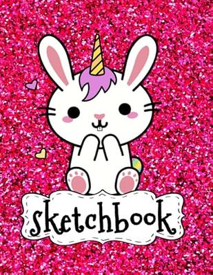 Sketchbook: Cute Large Unicorn Rainbow Sketch Design Notebook for Kids Girls  (Paperback)