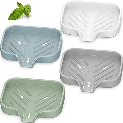iSoapStone Premium Self-Draining Silicone Soap Dish (Light Grey, 1)