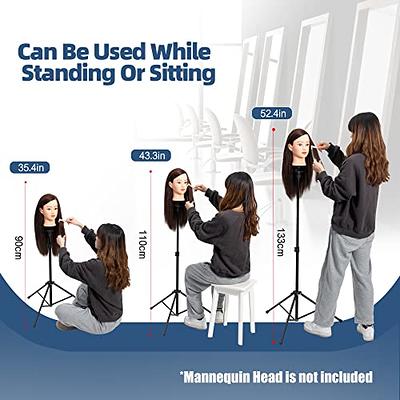 Anself Wig Head Stand Metal Mannequin Head Tripod Stand Adjustable for  Maniquins Head Manikin Head Training Canvas Block Head (Black) 
