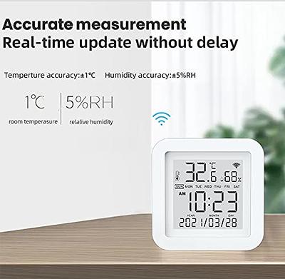 WiFi Temperature and Humidity Sensor,Tuya Smart Hygrometer Thermometer with LCD Display,Compatible with Alexa,App Notification Alert,Temperature