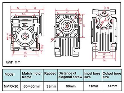 Worm Gear Speed Reducer NEMA23 Stepper Gearbox Ratio 40:1 for Servo/Stepper  Motor : : Industrial & Scientific