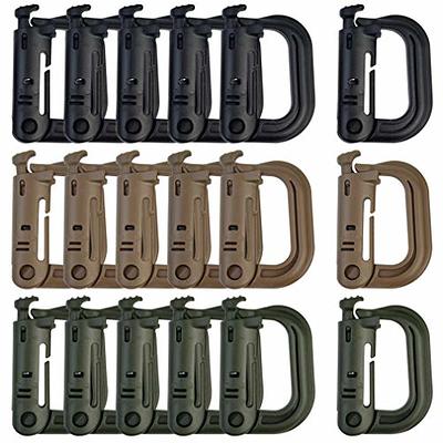 BOOSTEADY 10 Pack Multipurpose D-Ring Grimlock Locking for Molle Webbing  with Zippered Pouch Black