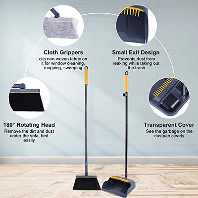 JEHONN Stand Up Store Broom and Dustpan Set, Long Handle Lightweight Upright  Standing Sweep Set for Home Room Kitchen Office Lobby - Yahoo Shopping