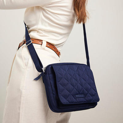 Triple Compartment Crossbody in Blooms and Branches Navy