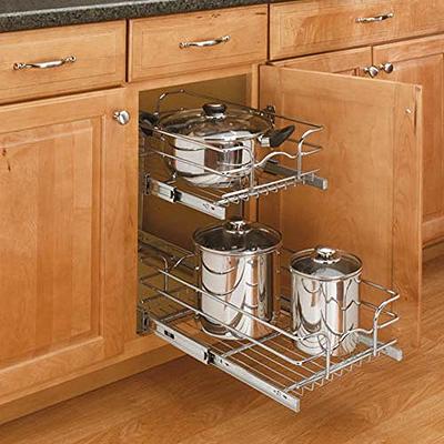 Rev-A-Shelf 2-Tier Kitchen Cabinet Pull Out Shelf and Drawer Organizer  Slide Out Pantry Storage Basket in Multiple Sizes, 12 x 22 In, 5WB2-1222CR-1