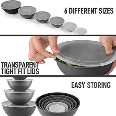 Zulay Kitchen 12 Piece Plastic Mixing Bowls with Lids Set - Colorful Mixing  Bowl Set for Kitchen - Nesting Bowls with Lids Set - Microwave and Freezer