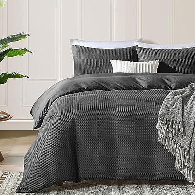 EXQ Home Cotton Denim Blue Duvet Cover Set King Size 3 Pcs, Super Soft Bedding Vintage Comforter Cover with Button Closure (Breathable)