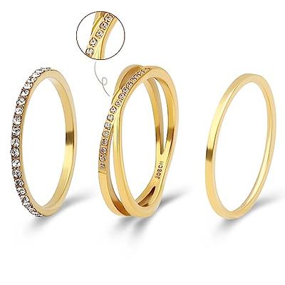 Me&Hz 18k Gold Plated Cubic Zirconia Dome Rings Chunky Statement Rings for  Women Stackable Thin Domed Simple CZ Wedding Band Ring Dainty Aesthetic Gold  Rings Size 8 - Yahoo Shopping