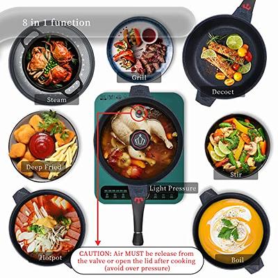 Skillet, 3-in-1 Multi-Grid Frying Pan, Comes with A Detachable Handle,  Multi-Function, Non-Stick, Strong, Save Time, Easy to Clean Suitable for