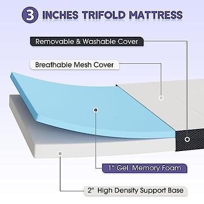 BLKMTY Folding Mattress 3 Inch Small Twin Mattress Tri-fold Memory