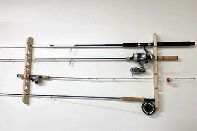 Solid Cherry Fishing Rod Holder  Wall Or Ceiling Mount Rack Fly