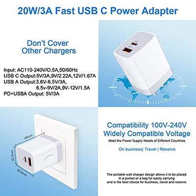 2 Pack Type C Charger, Four-Port USB C Wall Plug 40W PD & QC3.0 USB A Fast  Charging Block for Samsung Galaxy S22 S21/S21+/S21 Ultra/S20/S20+/S20