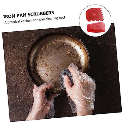 Grill Pan Scraper Cast Iron Pan Scrapers Hand Held Skillet Scrubber Scraper Cleaners Tools for Cast Iron Pans,Frying Pan,Skillet,Grill,Wok,Dutch