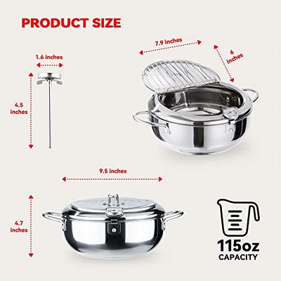 Deep Fryer Pot,304 Stainless Steel W/ Temperature Control & Lid, Deep  Frying Pan