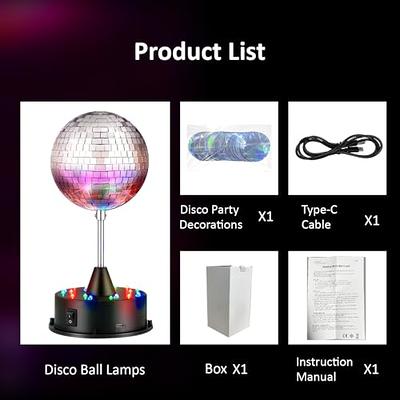 Tpyag Disco Ball Light, 5 Inch Mirror Disco Ball Light Diffuser, 360° Rotating  Disco Ball Decor for Home Parties, Birthday, Bands, Stage, Bars,Club  Supplies, Valentine's Day Wedding Party Decorations - Yahoo Shopping