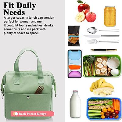 Mziart Insulated Lunch Bag Simple Bento Cooler Bag Lunch Tote Bag for Lunch  Box for Women Men Adult Picnic Working Hiking Beach (Light Green)