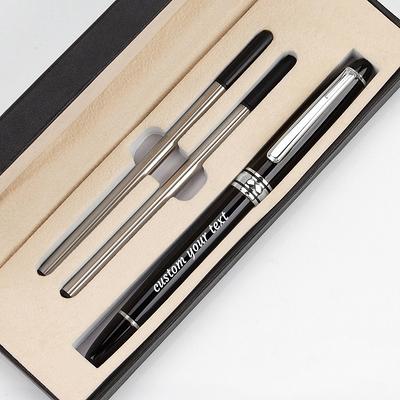 BEILUNER Ballpoint Pens, Stunning Black Chrome Metal Pen with