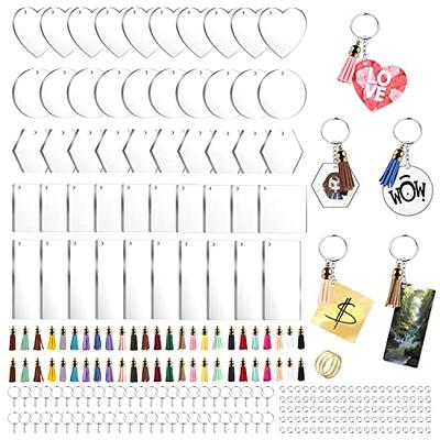 Acrylic Keychain Blanks, Audab 150pcs Clear Blank Keychains Kit Including  Acrylic Blanks, Keychain Tassels, Keychain Clips, Key Chain Rings and Jump