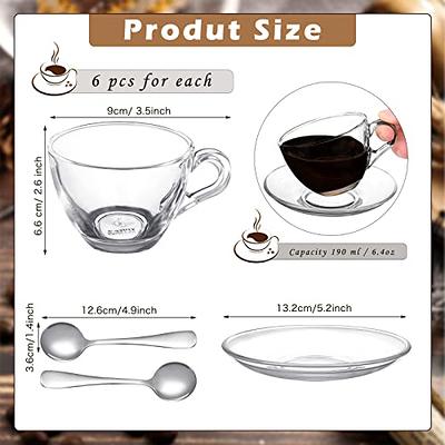 Hedume 6 Pack 5 OZ Espresso Cups with Saucers and Spoons, Stackable White