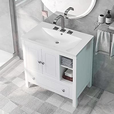 LUMISOL 36 Bathroom Vanity with Sink, Single Basin Bathroom Vanity with 1  Cabinet and 2 Drawers, Free Standing Wood Bathroom Cabinet with Ceramic