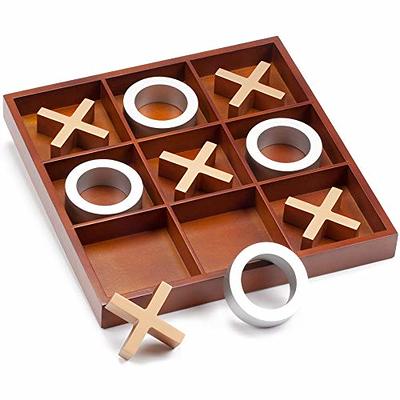 Glintoper Tic Tac Toe & 4 in a Row Tables Game Set, Classic Board Line Up 4  Game for Living Room Rustic Table Decor and Use as Game Top Wood Guest