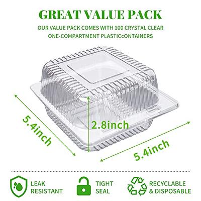 OJYUDD 50 Pcs Clear Plastic Take out Containers,Square Hinged Food  Containers,Disposable Clamshell Dessert Container with Lid for